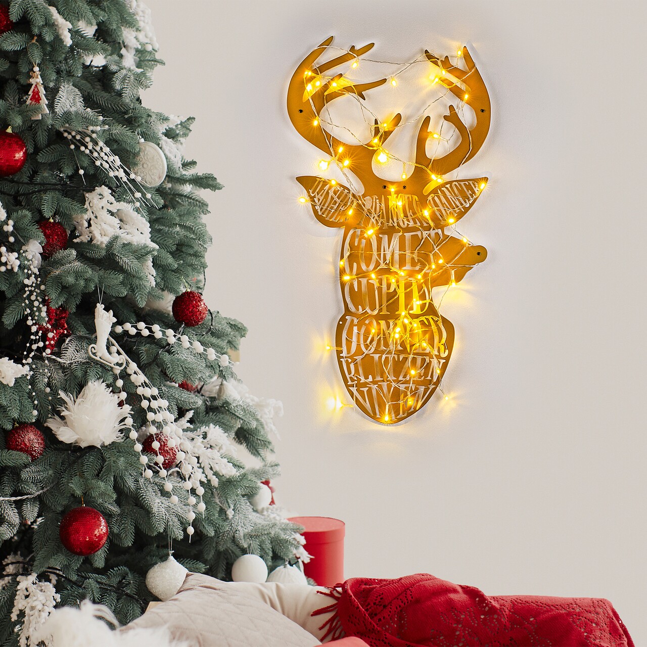 Decoratiune de luminoasa XMASGOLD-003, Tanelorn, 36x56 cm, metal, auriu - imagine 7